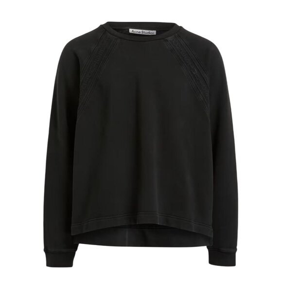 Acne Studios Oversized Logo Tape Sweatshirt in Black - Picture 1 of 7